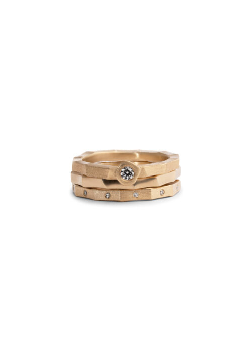 Seert - yellow gold and diamond ring set