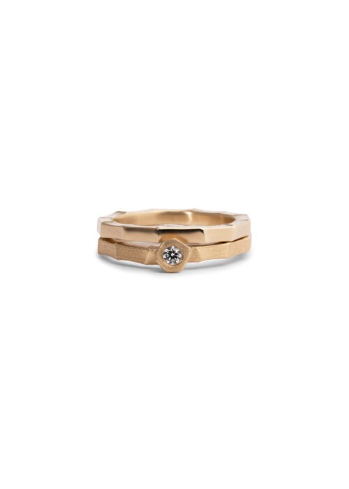 Seert - yellow gold and diamond ring set
