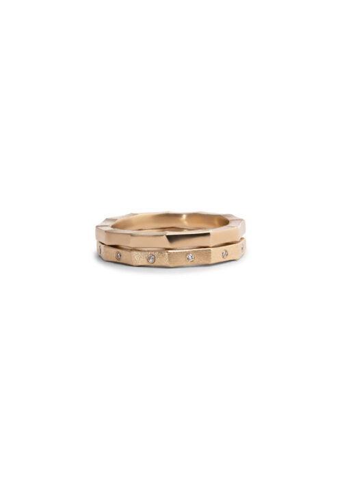 Seert - yellow gold and diamond ring set