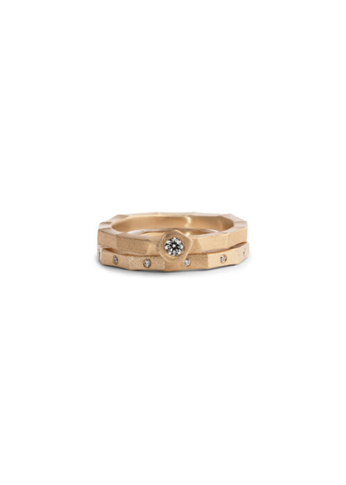 Seert - yellow gold and diamond ring set